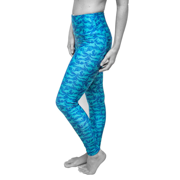 Mermaid Ocean Sport Leggings Manta Silhouettes Sustainable Leggings
