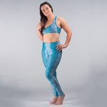 Blue Mermaid Scales Sustainable Leggings UK Label